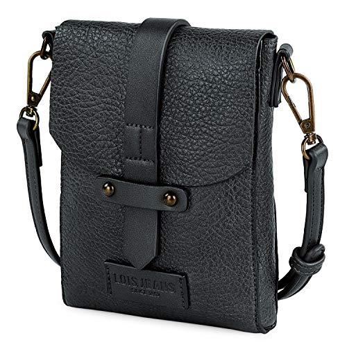 Lois - Bolso de Mujer Bandolera de Hombro pequeño para móvil. Piel ecológica Eco-Piel Eco-Friendly, Ideal para Diario Paseo o Compras 308221, Color Negro
