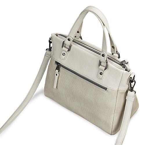 Lois - Bolso de Mujer Shopping con Bandolera Ajustable, Doble Asa con Cremallera. Forro Estampado. Dos Bolsillos Exteriores. Lona - Piel sintética Polipiel 303741, Color Beige