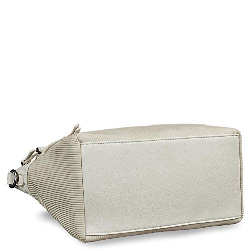 Lois - Bolso de Mujer Shopping con Bandolera Ajustable, Doble Asa con Cremallera. Forro Estampado. Dos Bolsillos Exteriores. Lona - Piel sintética Polipiel 303741, Color Beige