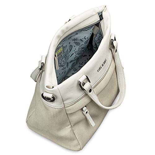 Lois - Bolso de Mujer Shopping con Bandolera Ajustable, Doble Asa con Cremallera. Forro Estampado. Dos Bolsillos Exteriores. Lona - Piel sintética Polipiel 303741, Color Beige