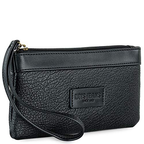 Lois - Cartera de Mujer Grande. Cartera de Mano con Monedero Billetero con Asa de Mano, Tarjetas Billetes y Monedas. Piel Vegana PU. 308209, Color Negro