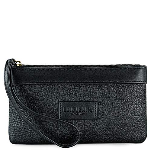 Lois - Cartera de Mujer Grande. Cartera de Mano con Monedero Billetero con Asa de Mano, Tarjetas Billetes y Monedas. Piel Vegana PU. 308209, Color Negro