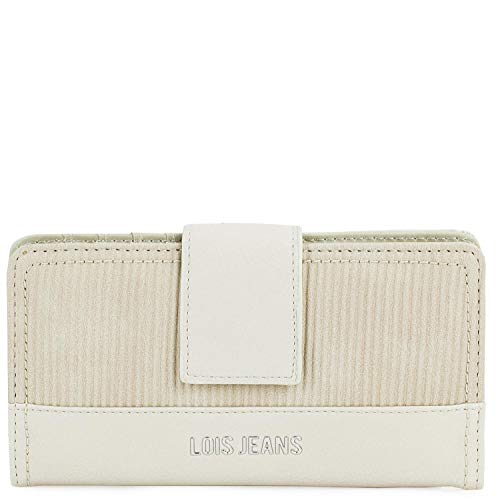 Lois - Cartera de Mujer Grande de Piel Vegana PU con Monedero de Marca LOIS. Billetero Tarjetero y Monedero con Cremallera. Protección Antiescaneo de Seguridad RFID 303712, Color Beige