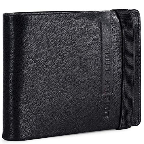 Lois - Cartera de Piel para Hombre, Delgada y Muy Bien compartimentada con Monedero, Billetera y Tarjetero Protección Seguridad RFID 202611, Color Negro