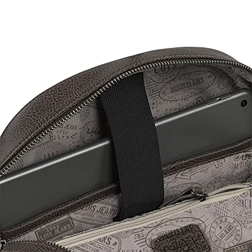 Lois - Mochila de Hombre de Estilo Casual. Piel Sintética para Diario Paseo Viaje Compras. Cómoda y Práctica. Doble Tirador en Cremallera Principal. 310237, Color Marron