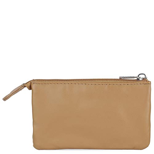 Lois - Monedero Mujer Piel Genuina Cuero con Cremallera Pequeño. Tarjetero, Llavero de Marca LOIS. Portamonedas, Llaves, Billetes, DNI. Protección Antiescaneo RFID 202059, Color Camel