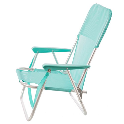 LOLAhome Silla de Playa Plegable Aguamarina de Aluminio de 71x54x40 cm