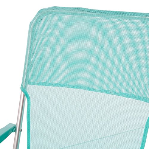 LOLAhome Silla de Playa Plegable Aguamarina de Aluminio de 71x54x40 cm