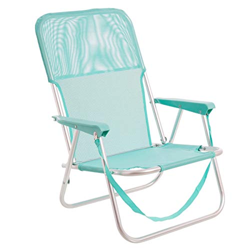 LOLAhome Silla de Playa Plegable Aguamarina de Aluminio de 71x54x40 cm