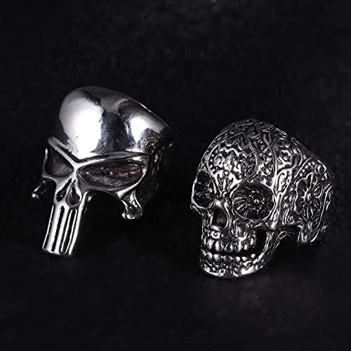 LOLIAS 16 Piezas Anillos Punk Vintage para Hombre Mujeres Anillos Gótico Dragón Negro Garra de Serpiente Calavera Pulpo Ojos del Infierno Anillos Ajustables Abiertos Conjunto de Joyería