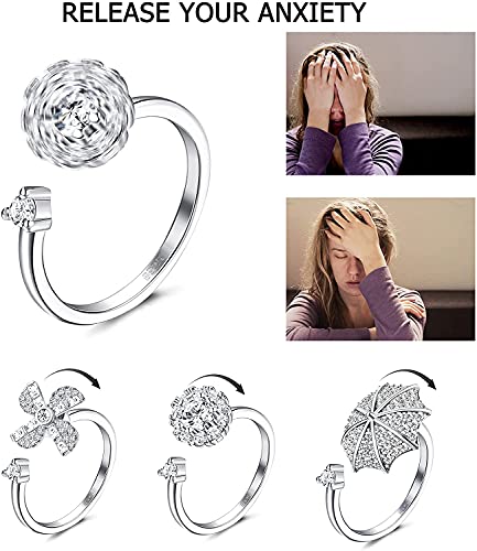 LOLIAS 3/4 Piezas Fidget Anxiety Ring Juego Anillos Abiertos Ajustables Anillos para Mujeres Hombres Abeja Ansiedad Anillo Meditación Giratorio Alivio Ansiedad