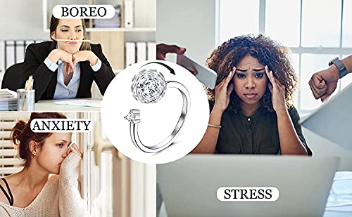 LOLIAS 3/4 Piezas Fidget Anxiety Ring Juego Anillos Abiertos Ajustables Anillos para Mujeres Hombres Abeja Ansiedad Anillo Meditación Giratorio Alivio Ansiedad