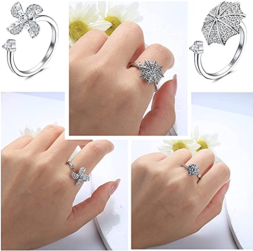 LOLIAS 3/4 Piezas Fidget Anxiety Ring Juego Anillos Abiertos Ajustables Anillos para Mujeres Hombres Abeja Ansiedad Anillo Meditación Giratorio Alivio Ansiedad