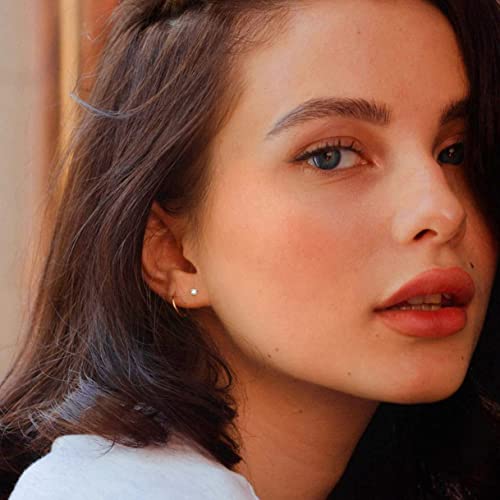 LOLIAS 7 Pares 20G Aretes Hipoalergénicos Para Mujeres Y Hombres Aretes Planos de Acero Inoxidable Aretes de Circonita Cúbica Piercing Aretes de Cartílago de la Oreja