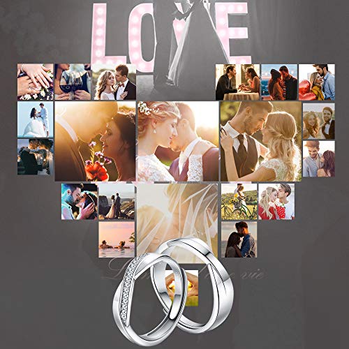 LOLIAS Plata de Ley 925 Anillos de Pareja Anillo de Bodas Mujeres Hombres Anillo de Promesa Anillo de Compromiso Banda Aniversario Conjuntos de Novia San Valentín Regalo Caja de Regalo Ajustable