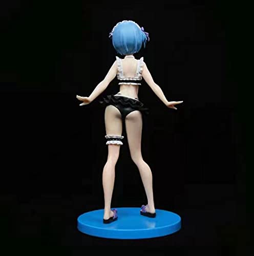 LOOACG 22 CM Anime Edición Limitada Re: Zero Kara Hajimeru Isekai Seikatsu REM Traje de baño de sirvienta negra para niña hermosa Vestido de PVC Figura de acción Regalo Juguete para adultos Estatua Or