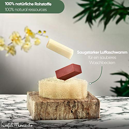 Loofah Moments Jabonera con forma de flor, esponja de lufa como base de jabón, soporte para jabón de 100% luffa, jabonera ecológica