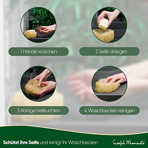 Loofah Moments Jabonera con forma de flor, esponja de lufa como base de jabón, soporte para jabón de 100% luffa, jabonera ecológica
