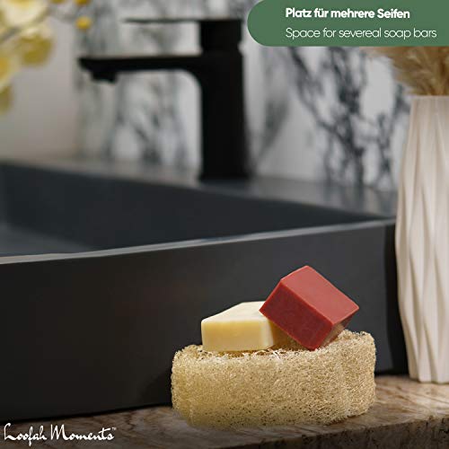 Loofah Moments Jabonera con forma de flor, esponja de lufa como base de jabón, soporte para jabón de 100% luffa, jabonera ecológica