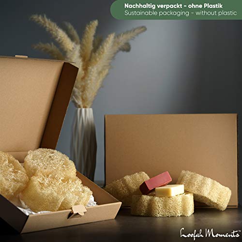 Loofah Moments Jabonera con forma de flor, esponja de lufa como base de jabón, soporte para jabón de 100% luffa, jabonera ecológica
