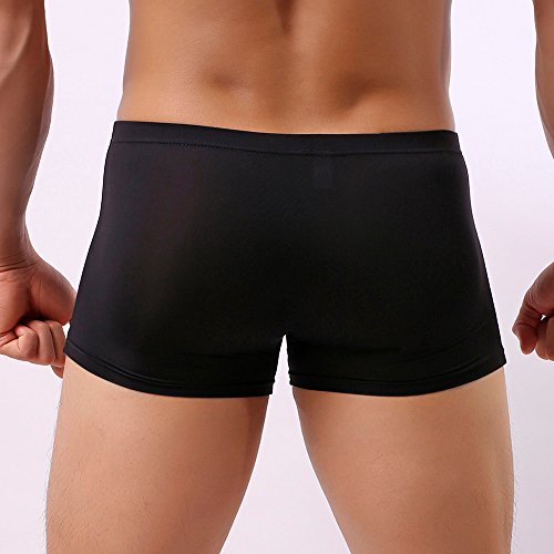 LOPILY Color sólido Elefante Calzoncillos Ropa Interior Bolsa Lencería Boxer de Seda de Hielo Masculino Traje de Baño Playa Escritos del triángulo Ultrafino Transpirables(Negro,M)