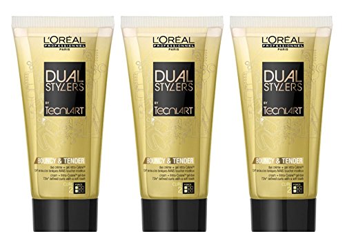 Loreal Curl Bouncy & Tender 3 x 150 ml Tecni.art Dual Stylers para rizos y cabello ondulado