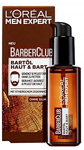 L'Oréal Men Expert Barber Club Aceite de Barba, Saludable Bartwachstum, Cuidado y Gebändiger Bartstil sin Picazón, con Zedernholzöl (30ml)