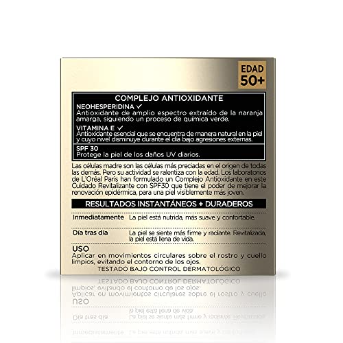 L'Oréal Paris - Crema Regeneradora con SPF30 y Complejo Antioxidante para una piel lisa y luminosa, Age Perfect Renacimiento Celular, 50 ml
