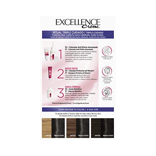 L'Oreal Paris Excellence Castaños Profundos Tinte Permanente Tono 200 Moreno Profundo