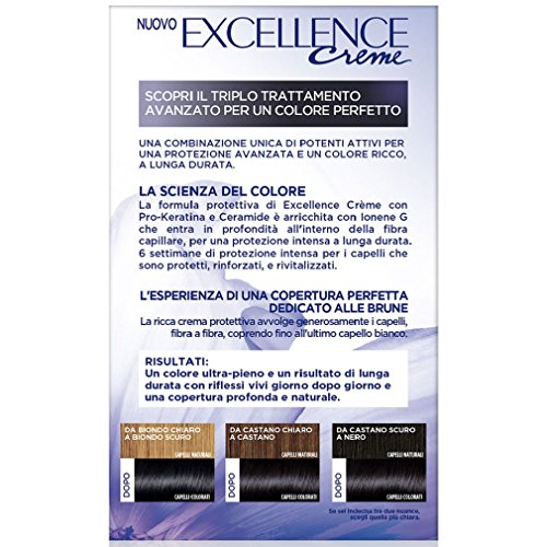 L'Oréal Paris Excellence - Tinte de pelo natural natural de color castaño, cobertura total del cabello blanco, 600 rubio oscuro natural, paquete de 1