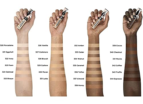 L'Oréal Paris Infalible, Corrector de cobertura completa y acabado natural, More than Concealer,Tono 335 Caramel/Caramel, 11 ml