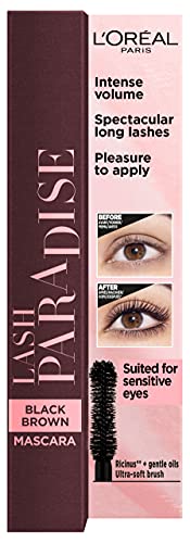 L'Oréal Paris Máscara de Pestañas Lash Paradise Moonlight, Volumen y Longitud, Sutiles Reflejos de Color, Enriquecida con Aceite de Ricino, Tono: Marrón (02 Brown), 23 g