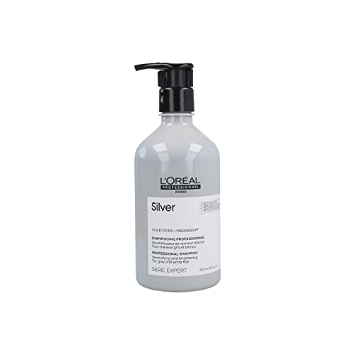 L’Oréal Professionnel | Champú Neutralizador para cabellos grises, blancos o rubios claros, Silver, SERIE EXPERT, 500 mL