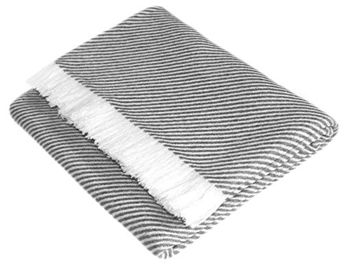 Lorenzo Cana Cachemira Manta Manta 100% Cachemira handgewebt sofá Manta de Cachemira Manta Gris Blanco 96275