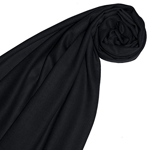 Lorenzo Cana Pashmina - Pañuelo de cachemira para mujer (100% cachemira, cachemira, cachemira Negro 70 x 200 cm