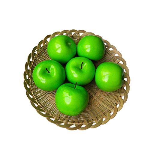 Lorigun 6 Piezas de simulación de Manzanas Verdes Artificiales Accesorios de Fotos de Frutas Falsas decoración del hogar