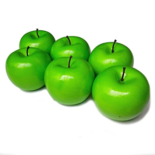 Lorigun 6 Piezas de simulación de Manzanas Verdes Artificiales Accesorios de Fotos de Frutas Falsas decoración del hogar