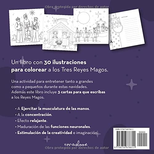 Los Tres Reyes Magos un libro para colorear. Libro para Colorear la navidad. Actividad divertida en Navidades. Con 30 Ilustraciones y cartas para los ... Un libro tanto para grandes como pequeños.