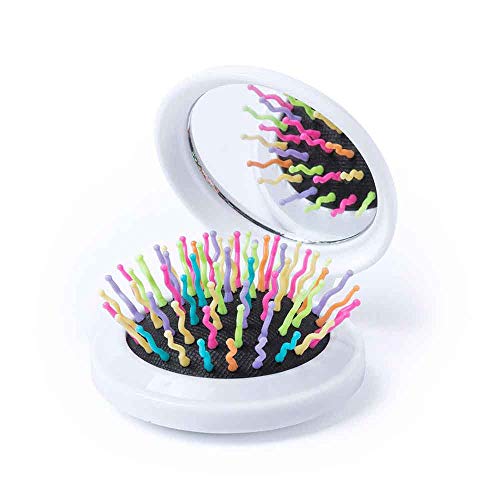 Lote 20 unidades Cepillo del pelo plegable con espejo para bolso. Regalos para invitados Boda, Comunión, Bautizo. Detalles para eventos.