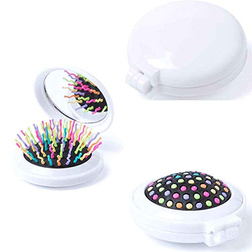 Lote 20 unidades Cepillo del pelo plegable con espejo para bolso. Regalos para invitados Boda, Comunión, Bautizo. Detalles para eventos.