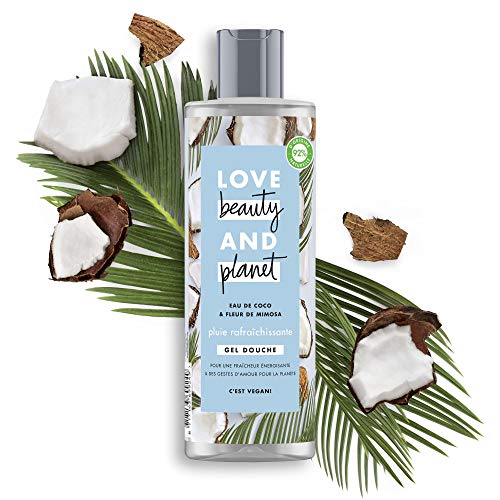 Love Beauty & Planet Gel Douche Femme Vegan Pluie Rafraîchissante, Eau de Coco et Fleur de Mimosa, Formule pour tous Types de Peaux Certifié Vegan 400ml