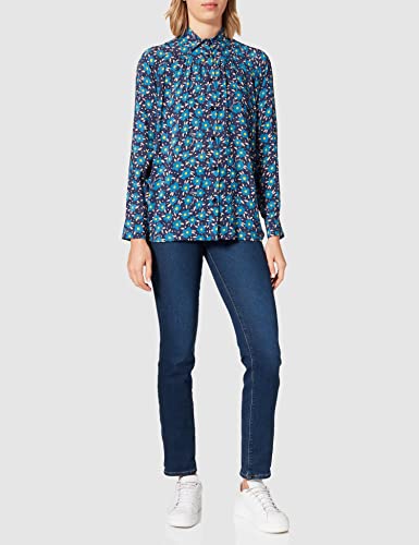 Love Moschino Long-Sleeved Shirt Printed in All-Over with 80's Flowers Camisa, Fiori Fond.BLU, 42 para Mujer