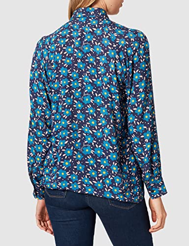 Love Moschino Long-Sleeved Shirt Printed in All-Over with 80's Flowers Camisa, Fiori Fond.BLU, 42 para Mujer