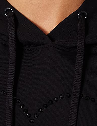 Love Moschino Long Sleeved Sweatshirt with Adjustable Drawstring Hood,Ribbed Cuffs and Stitching Along The Bottom Sudadera, Negro, 38 para Mujer
