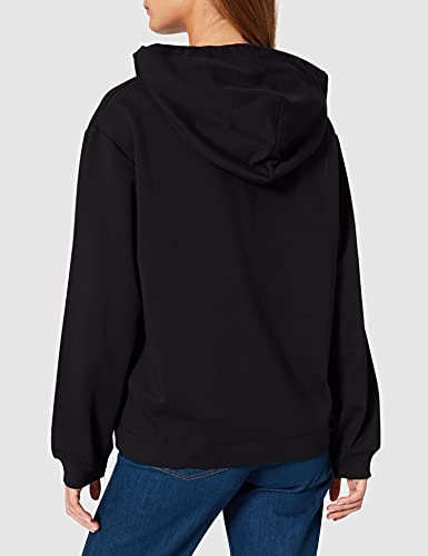 Love Moschino Long Sleeved Sweatshirt with Adjustable Drawstring Hood,Ribbed Cuffs and Stitching Along The Bottom Sudadera, Negro, 38 para Mujer