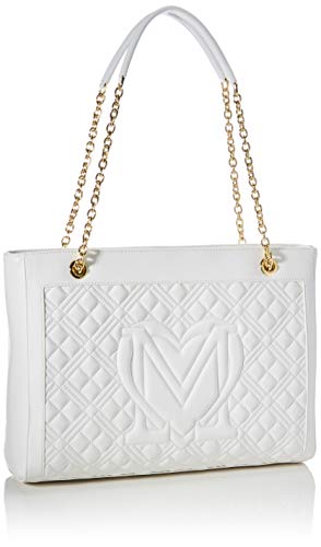 Love Moschino Precollezione ss43, Bolso Shopper de Mujer PU New Shiny Quilted, Color Blanco, Normal