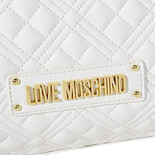 Love Moschino Precollezione ss43, Bolso Shopper de Mujer PU New Shiny Quilted, Color Blanco, Normal