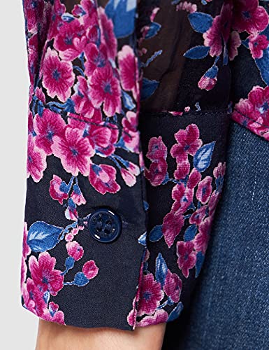 Love Moschino Regular fit Long Sleeved Shirt with All-Over devoré Flowers,Sash to Tie Around The Neck Camiseta, F.BLU/Fio.Viola, 46 para Mujer