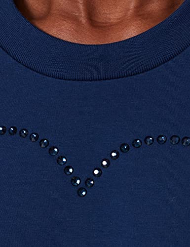 Love Moschino Regular fit Long Sleeved t-Shirt Dress with Matching-hue Rhinestone Heart Vestido Informal, Azul, 44 para Mujer
