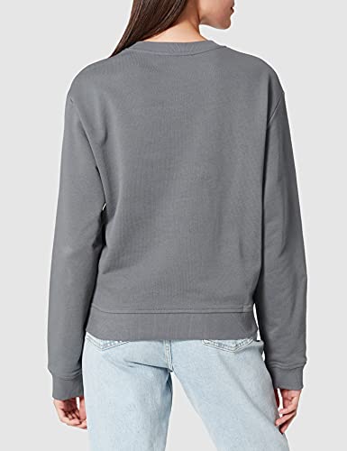 Love Moschino Round Neck Long Sleeved Sweatshirt in 100% Cotton fleecewith Romantic Black and White Photos Print Sudadera, Gris Oscuro, 46 para Mujer